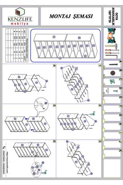Kenzlife Ayakkabılık Goya Byz 180*70*30 Arkalıksız Ayakkabı Ofis Dolabı İki Bölme