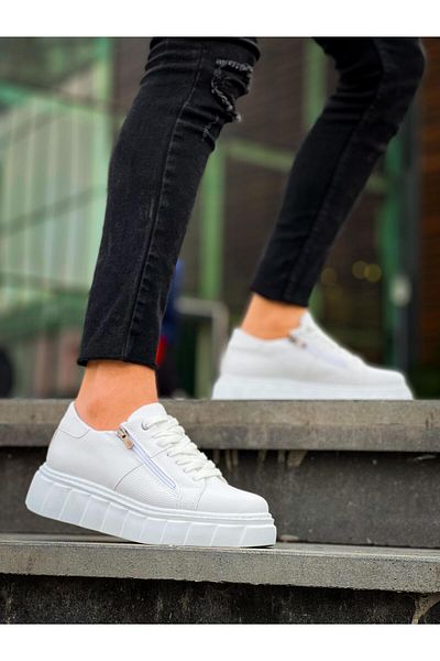 BOA KB X155 Λευκή Υψηλή Σόλα Casual Αθλητικά Παπούτσια με Λευκή Δερμάτινη λεπτομέρεια
