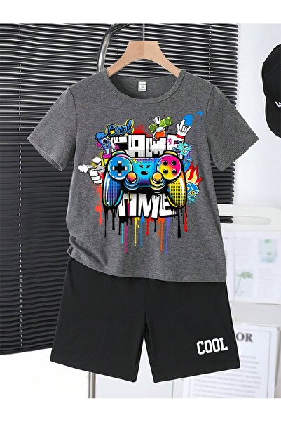 hilon Summer Kids Girls And Boys Cute And Cool Casual 2 Pcs T-Shirt And Bottoms