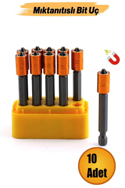 NUBLADO 10 T Adet Mıknatıslı Bits Uç PZ2 65 mm Renkli Vida Tutucu Sökme Yıldız Matkap Vidalama Ucu S2 Çeliği