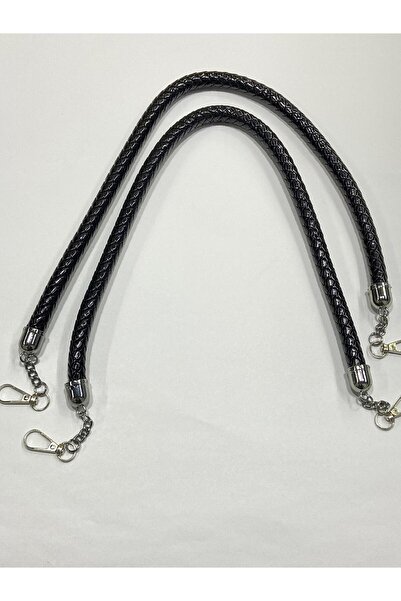 karantuhafiye Çanta sapı / örme hortum modeli / 50 cm RuganSiyahGümüş