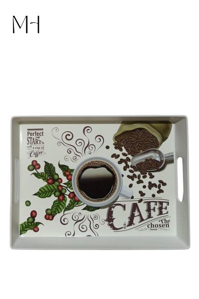 Makri Patterned Small Rectangular Tea and Coffee Presentation Tray