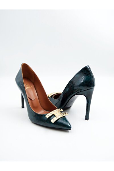 Tenau Women's Stiletto Green Patent Leather Genuine Leather Camii Nail (Top)