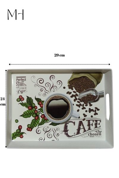 Makri Patterned Small Rectangular Tea and Coffee Presentation Tray