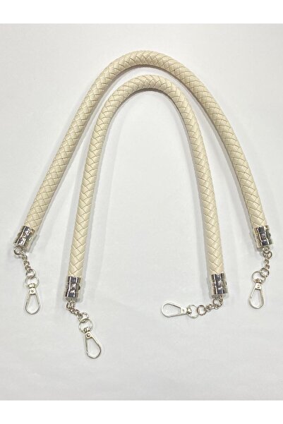 karantuhafiye Çanta sapı / örme hortum modeli / 50 cm kremgümüş