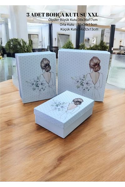 Işık Tekstil Bridal Figured Bundle Box 3-Piece Box Gift Box Set