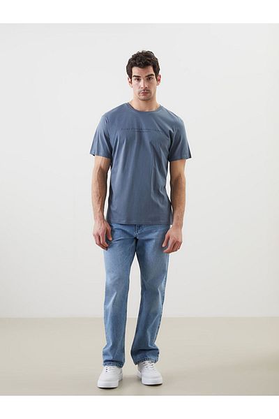 LC Waikiki Tricou pentru bărbați din bumbac pieptănat cu mânecă scurtă cu decolteu
