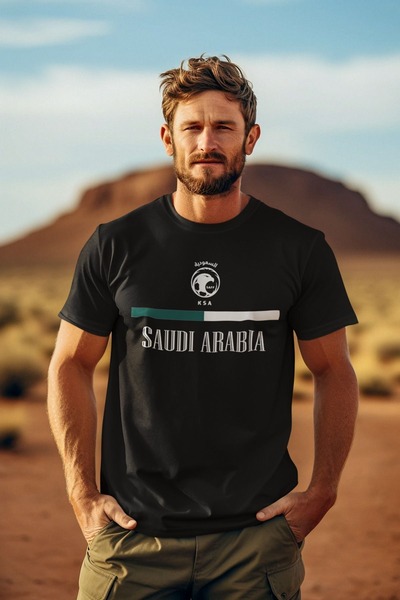 NoVibe Tricou oversize 100% bumbac unisex cu imprimeu echipa Arabia Saudită