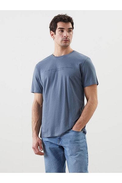 LC Waikiki Tricou pentru bărbați din bumbac pieptănat cu mânecă scurtă cu decolteu