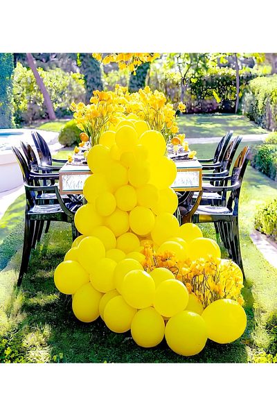 VIP Balon Set of 50 12 Inch Pastel Yellow Balloons – Helium Compatible, Vibrant and Stylish Party Balloons