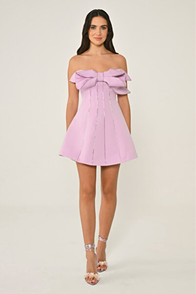 ALFABETA KADIN ABİYE MİNİ FİYONK VE TAŞ DETAYLI ŞIK ELBİSE