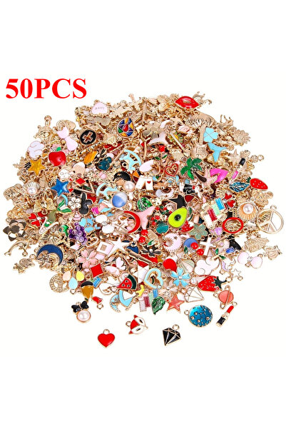 Choice مزيج 50 قطعة 20/30/50/100 قطعة من المعلقات المطلية بالذهب ذات الأنماط ...