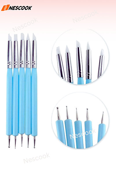 Neskuk 5 قطع من البوليمر السيليكون ثنائي الاتجاه والنقش على شكل زهرة من الورق