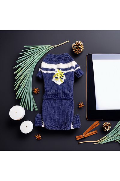 Lady Fify Navy Blue Sailor Sweater Pants Suit for Cat Dog