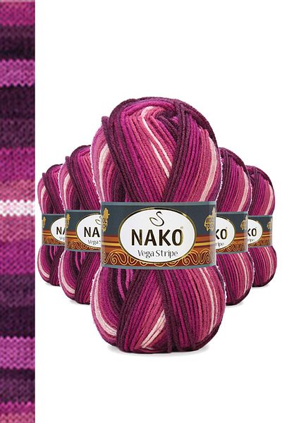MENBOX Alray 5 Pieces Vega Stripe Premium Acrylic Hand Knitting Yarn Wool No: 82413