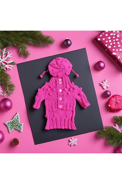 Lady Fify Fuchsia Bonbon Cardigan with Painter Hat for Cat Dog