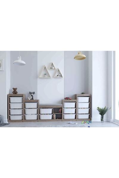 Bienwood 4004 - 4'lü Plastik Çekmeceli Ahşap Raf Grt8001080