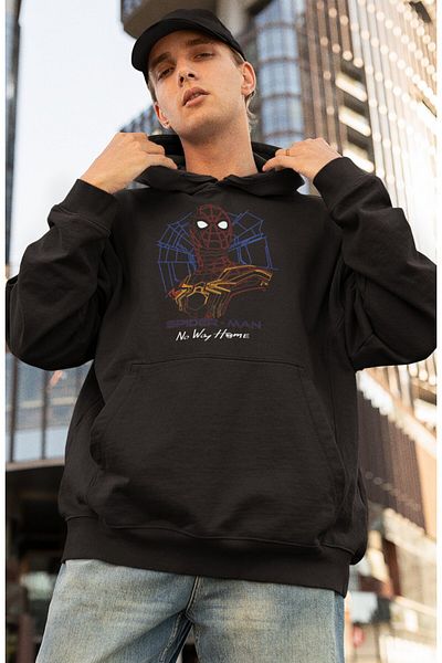 Fuddy Moda Унисекс суитшърт с голям размер Spider Universe и кръстосан колан