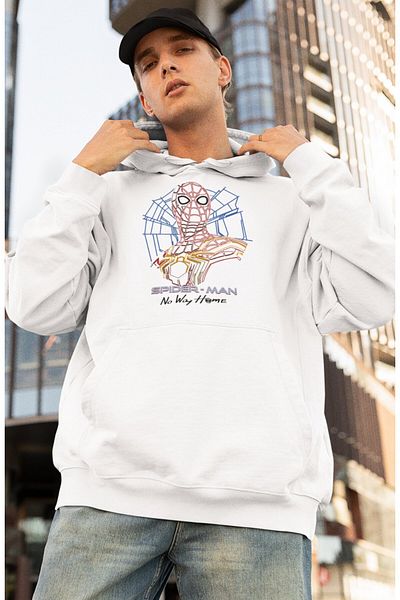 Fuddy Moda Unisex Oversize Spider Universe Sweatshirt Hooded Cross Belted Hoodie