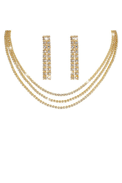 Estilo Lingerie Dilber Model 3 Row Necklace Earring Set Evening Dress Jewelry Set Heyide Jewelry Set