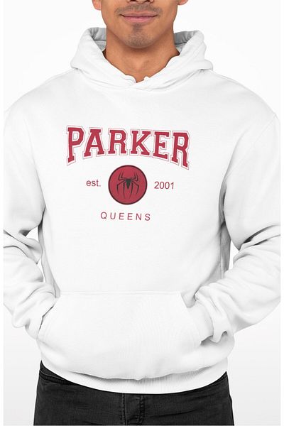 Fuddy Moda Φούτερ με κουκούλα με στάμπα Parker Est 2001, φούτερ με κουκούλα Unisex Spider Universe