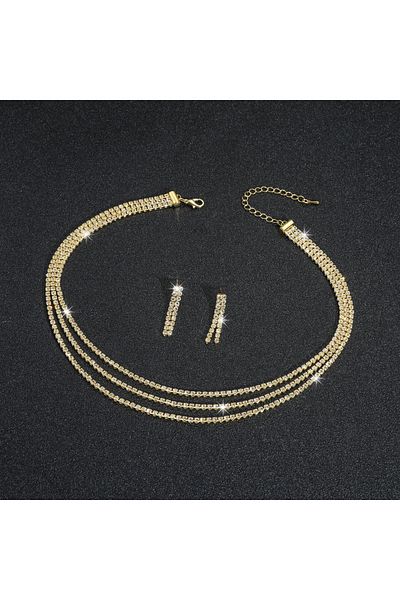 Estilo Lingerie Dilber Model 3 Row Necklace Earring Set Evening Dress Jewelry Set Heyide Jewelry Set
