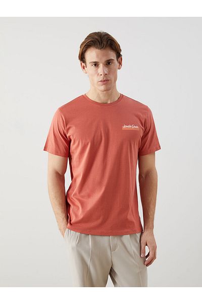LC Waikiki New Season Crew Neck Κοντό μανίκι εμπριμέ χτενισμένο βαμβακερό ανδρικό Tisort - S5KU22Z8