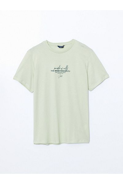 LC Waikiki New Season Crew Neck Κοντό μανίκι εμπριμέ χτενισμένο βαμβακερό ανδρικό Tisort - S5KU14Z8