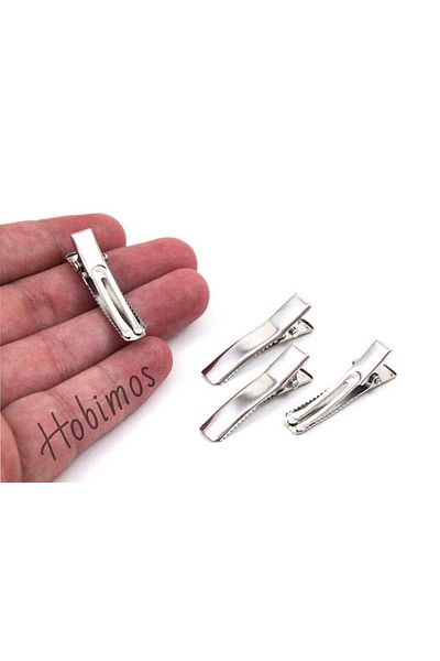 Hobimos 50 Pieces 3.5 cm Nickel Plated Fork Tongs Buckle - Collet Buckle - Crocodile Buckle