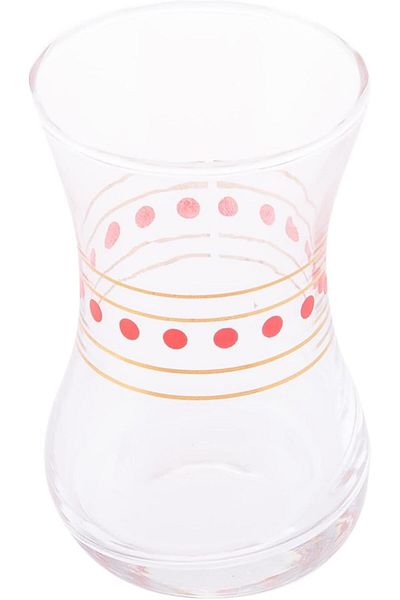 AKDC 4Pcs Tea Glass Set L(5CM) XW(5CM) XH(9CM) Red dots, transparent