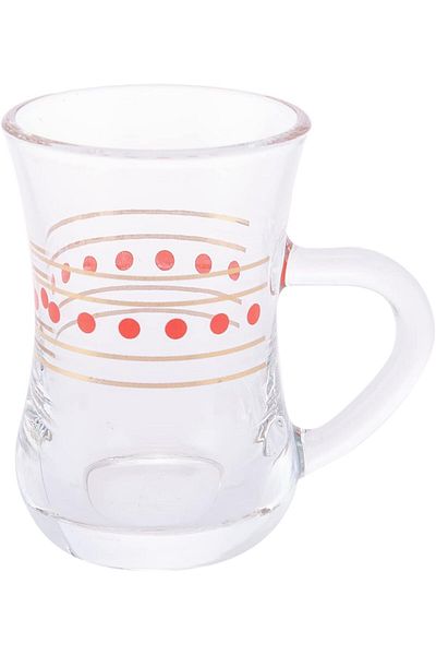 AKDC Tea Glass 3Pcs Set L(5CM) XW(5CM) XH(7CM) Red dots, transparent