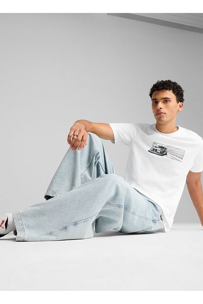 Puma Bmw Mms Graphic Tee - White, Round Neck, Regular Fit Men's T-Shirt