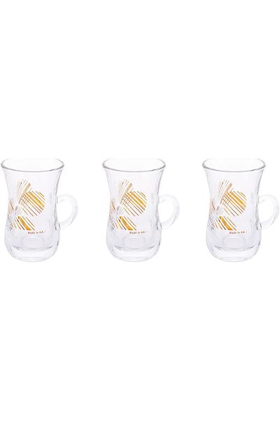 AKDC Tea Glass W/Handle 6Pcs L(6CM) XW(6CM) XH(9CM) Transparent
