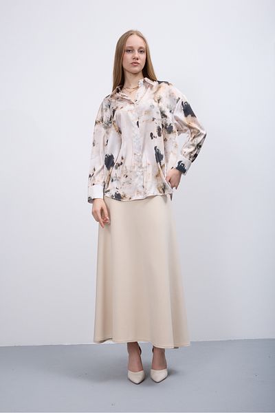 PERA MODA Γυναικείο πουκάμισο Oversize με σατέν σχέδιο