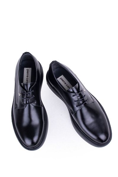 Pierre Cardin Pantofi clasici pentru bărbați cu șireturi din piele naturală, negri