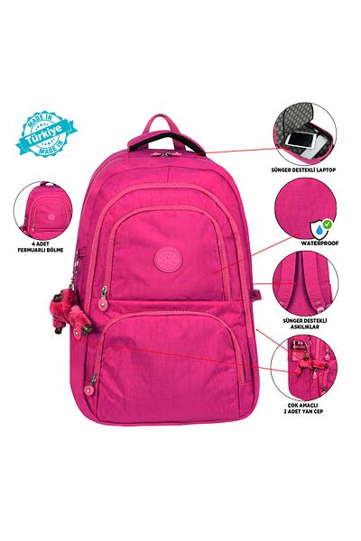 Roxy Crinkle Fabric Lightweight Backpack - Suitable for School/Daily Use, Waterproof, Multi-Compartment