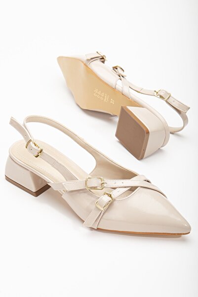 Hayalimdeki Ayakkabı Dámské boty na podpatku z lakované kůže Pary Cream