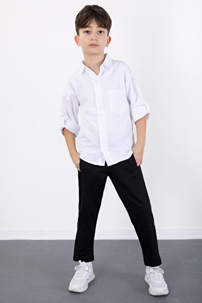 Cansın Mini Ecru Boy's Shirt and Trousers 2 Piece Set 20433