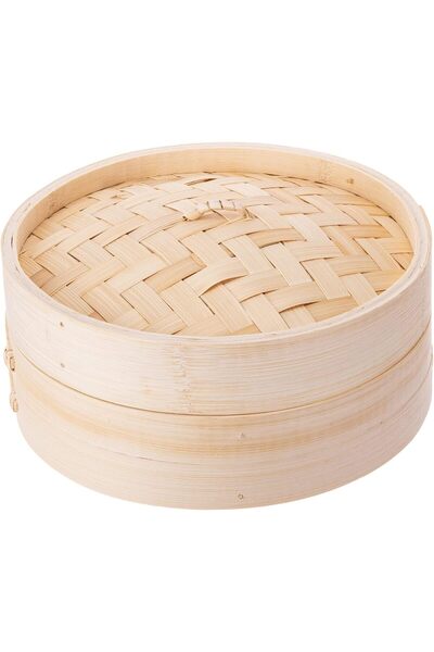 AKDC Round Steamer 21Cm X 20Cm X 8Cm Bamboo Brown