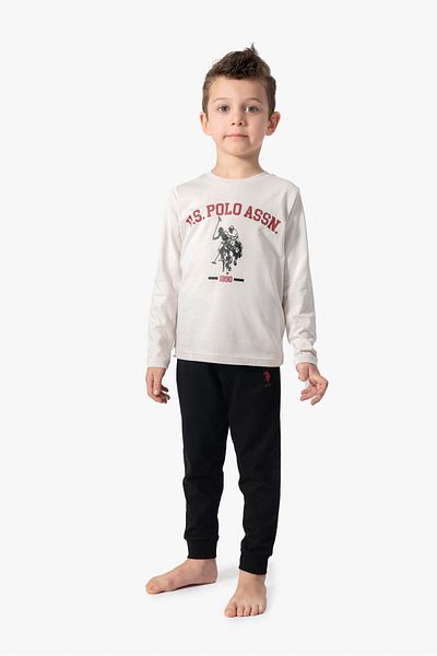 U.S. Polo Assn. U.S. Polo Assn. Boy's White Long Sleeve Pajama Suit