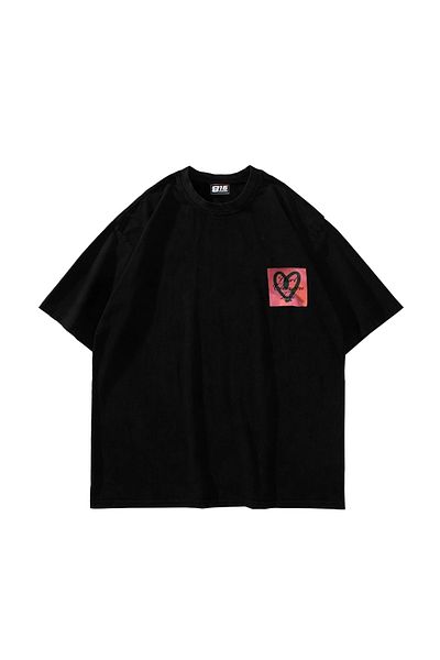 Sekizbiraltı Unisex černé tričko Love Printed Oversize
