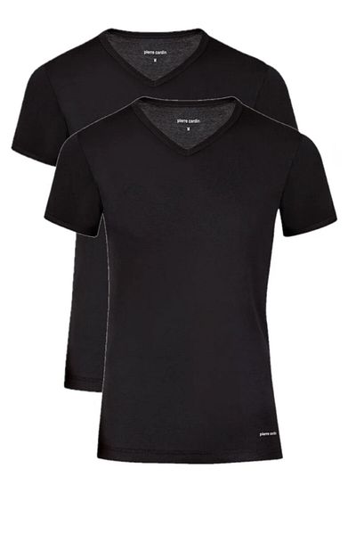 Pierre Cardin Tricou personalizat pentru bărbați din bumbac cu decolteu în V, 2 bucăți L1.PC.0042.0A.12.12