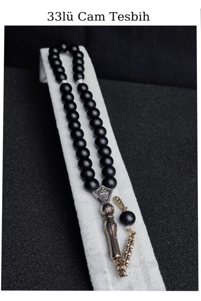 Lio20 Mat Siyah Oniks Taşı Cam Tesbih Şık Hediyelik Tesbih
