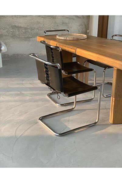 NAPOLYON Rose Gerçek Deri Yemek Sandalyesi-siyah