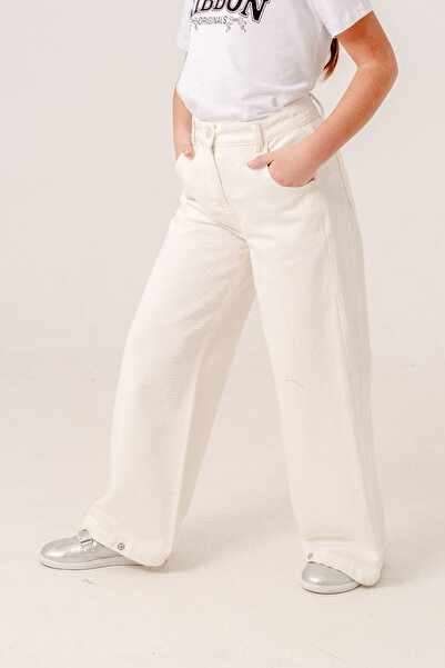 GİYİCEM TEKSTİL Kız Çocuk Zincirli Kargo Keten Pantolon 2569