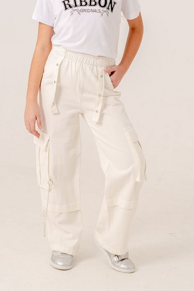 GİYİCEM TEKSTİL Chain Cargo Linen - Pants for Girls No. 2569