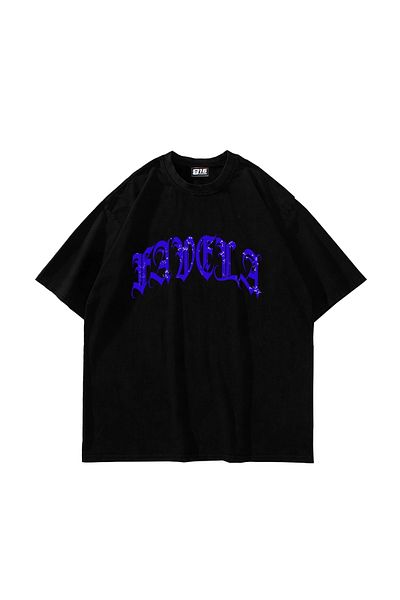 Sekizbiraltı Μαύρο μπλουζάκι Unisex με στάμπα Favela Blue Stone