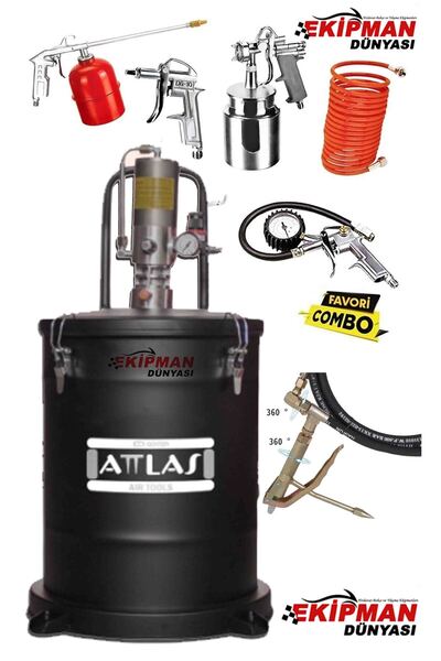 WORKMASTER Attlas 30 Litre Havalı Gres Pompa ve Havalı Alet Seti Süper Set Sü...