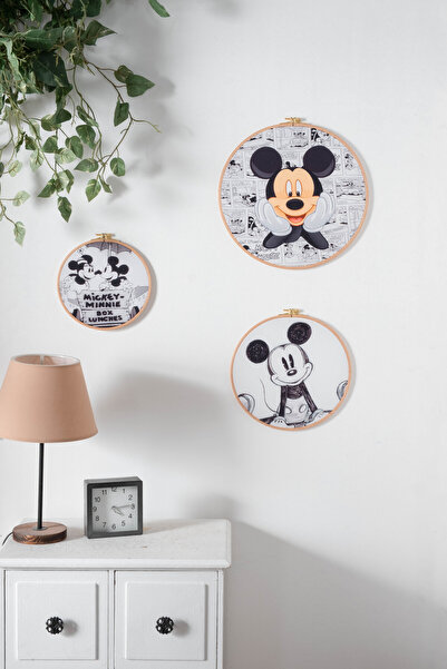 Montisu مجموعة تزيين الحائط ميكي ماوس مكونة من 3 قطع