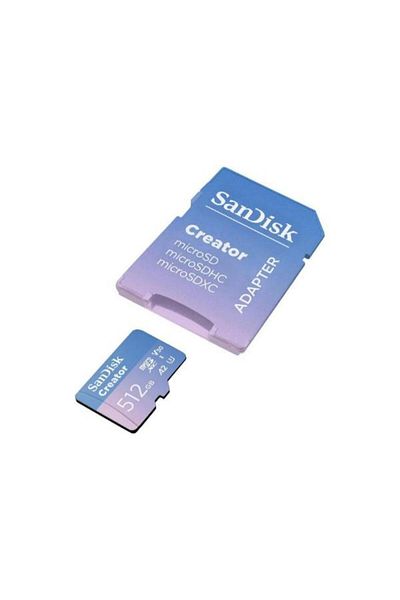 SanDisk بطاقة ذاكرة Creator microSDXC UHS-I A2 V30 بسعة 512 جيجابايت مع محول